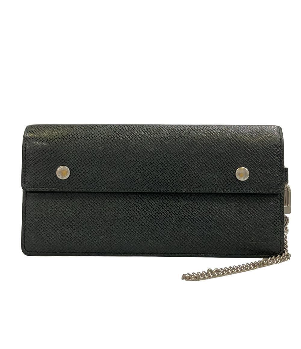 Louis Vuitton Long Wallet Portefeuille Accordion Taiga Leather Black